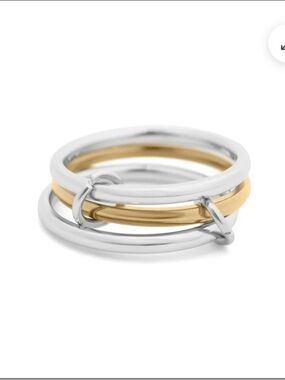 18K Gold PVD Mixed Metal Stackable Ring - Silver & Gold
